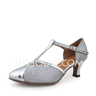 jjshouse women's leatherette sparkling glitter heels ballroom dance shoes