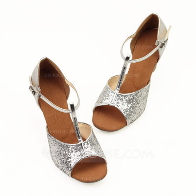 Sparkling Glitter Heels Latin Ballroom Dance Shoes With T-Strap (053011481)