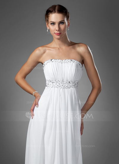 Empire Sweetheart Sweep Train Chiffon Evening Dress With Ruffle Beading Sequins (017004374)