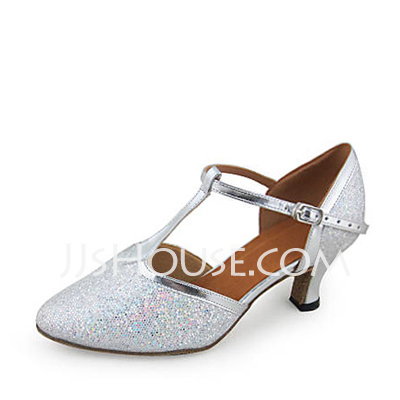 jjshouse women's leatherette sparkling glitter heels ballroom dance shoes