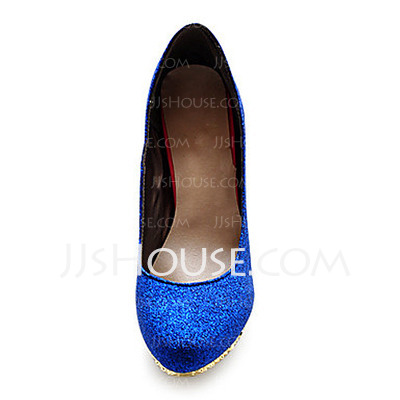 Leatherette Stiletto Heel Closed Toe Platform Pumps With Sparkling Glitter (085013620)