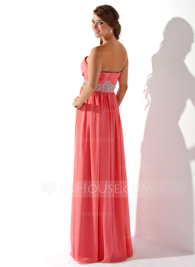 Empire Sweetheart Floor-Length Chiffon Prom Dress With Ruffle Beading (018005353)