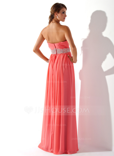 Empire Sweetheart Floor-Length Chiffon Prom Dress With Ruffle Beading (018005353)