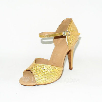 jjshouse women's leatherette sparkling glitter heels ballroom dance shoes