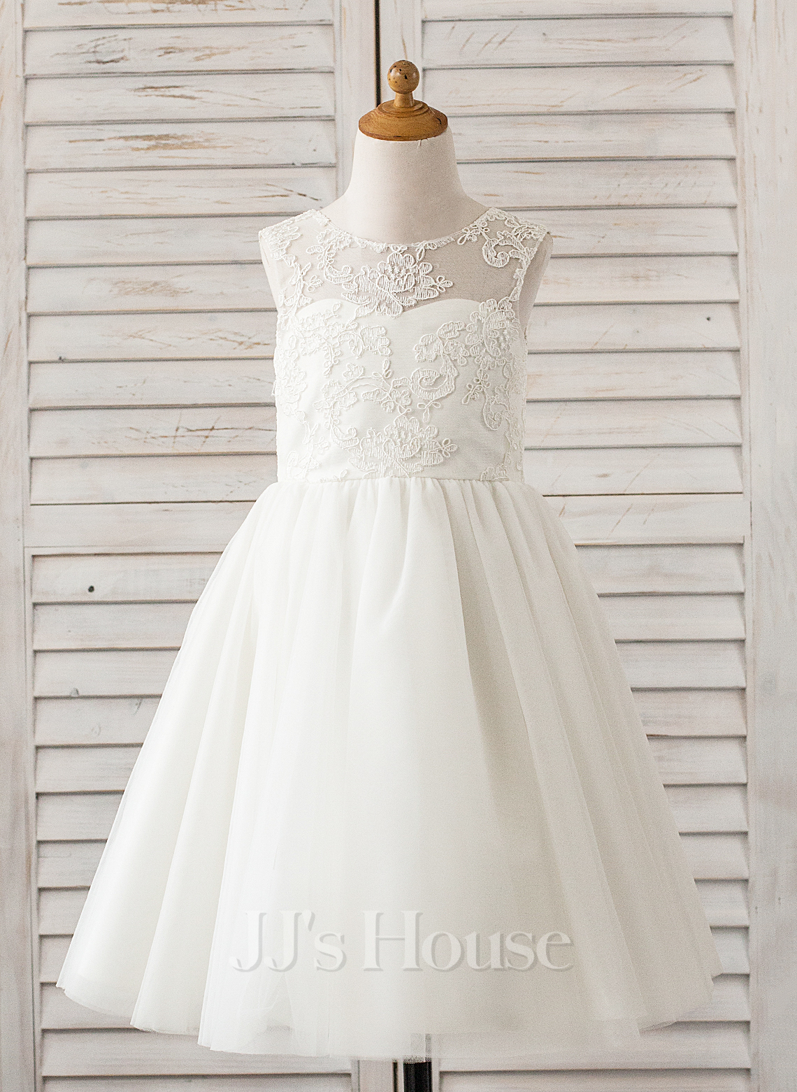 ALine/Princess Tealength Flower Girl Dress Tulle/Lace Sleeveless