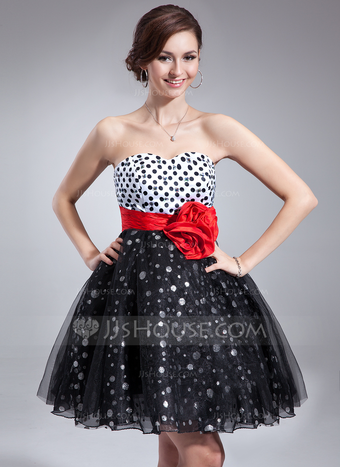 Empire Sweetheart KneeLength Tulle Dress With Flower(s