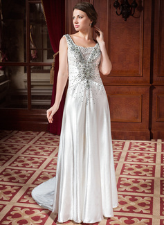 A-Line/Princess Sweetheart Court Train Taffeta Wedding Dress With Ruffle Lace Beadwork (002024445)