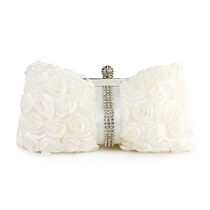 Ivory Gorgeous Silk With Austria Rhinestones Party Clutches (012006680)
