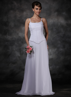 Sheath/Column Cowl Neck Watteau Train Chiffon Wedding Dress With Ruffle (002001169)