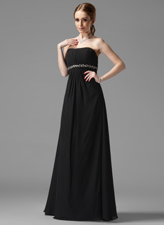 Empire Strapless Floor-Length Chiffon Bridesmaid Dress With Ruffle Beading (007001753)