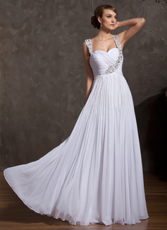 Empire Sweetheart Floor-Length Chiffon Holiday Dress With Ruffle Beading (020025842)