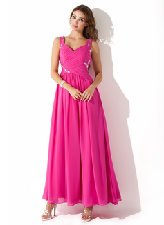 A-Line/Princess Sweetheart Ankle-Length Chiffon Prom Dress With Ruffle Beading (018020699)