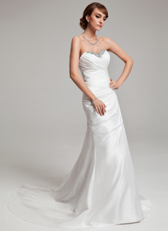 A-Line/Princess Sweetheart Court Train Taffeta Wedding Dress With Ruffle Beadwork Sequins (002001703)