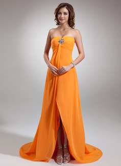Empire Sweetheart Asymmetrical Chiffon Prom Dress With Ruffle Beading (018002654)