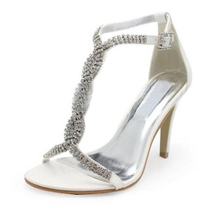 cuero artificial Tacón Stilettos Salón Sandalias Zapatos de Novia con Hebilla Diamante de imitación (047005860)