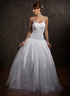 Ball-Gown Sweetheart Floor-Length Organza Satin Wedding Dress With Beadwork (002012169)