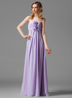 Empire Sweetheart Floor-Length Chiffon Bridesmaid Dress With Ruffle Flower(s) (007004145)