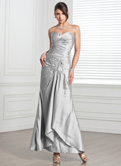 Sheath Sweetheart Ankle-Length Taffeta Evening Dress With Ruffle Beading (017005318)