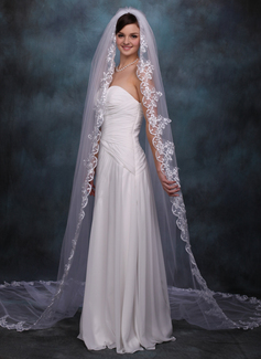 Cathedral Veils Tulle One-tier Lace Applique Edge Wedding Veils With Classic (006020359)