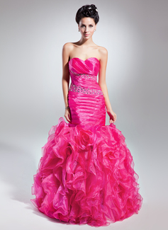 Empire Sweetheart Floor-Length Organza Prom Dress With Ruffle Beading (018015052)