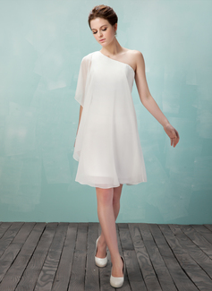 Sheath One-Shoulder Knee-Length Chiffon Homecoming Dress (022009157)