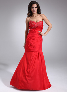 Mermaid Sweetheart Floor-Length Taffeta Evening Dress With Ruffle Beading (017018681)
