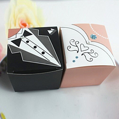 Square Bride & Groom Favor Box With Rhinestone (Set of 12) (050013930)