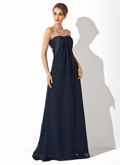 Empire Sweetheart Floor-Length Chiffon Charmeuse Evening Dress With Ruffle (017025916)