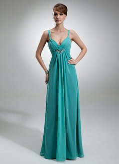 Empire V-neck Floor-Length Chiffon Kate Middleton Style With Ruffle Beading (044007576)