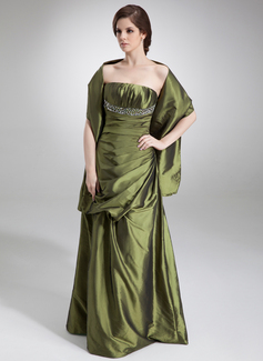 A-Line/Princess Strapless Floor-Length Taffeta Evening Dress With Ruffle Beading Sequins (017020988)