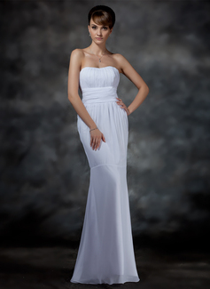 Mermaid Sweetheart Floor-Length Chiffon Evening Dress With Ruffle (017022546)