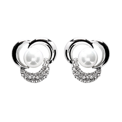 Stud Earrings Anniversary Alloy Pearl Earrings With Silver (097020249)