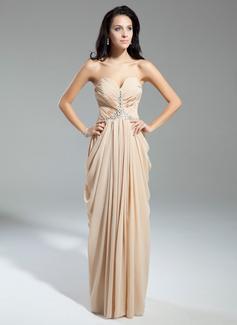 Sheath Sweetheart Floor-Length Chiffon Evening Dress With Ruffle Beading (017014904)