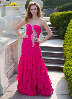 Mermaid Sweetheart Floor-Length Chiffon Prom Dress With Ruffle Beading (018024656)