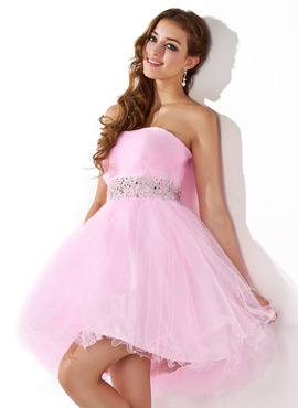 A-Line/Princess Sweetheart Short/Mini Tulle Homecoming Dress With Beading (022020909)
