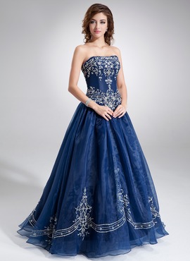 Ball-Gown Sweetheart Floor-Length Organza Quinceanera Dress With Embroidered Beading (021004556)