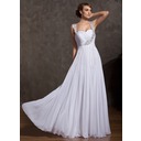 Império Coração Vestidos longo Chiffon Vestido de Férias com Pregueado Beading (020025842)