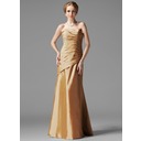 Nice A-Line/Princess Strapless Floor-Length Taffeta Bridesmaid Dress With Ruffle (007004109)