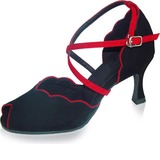 Satin Velvet Heels Sandals Latin Dance Shoes With Ankle Strap (053022305)