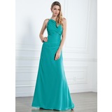 Sheath One-Shoulder Floor-Length Chiffon Bridesmaid Dress With Ruffle Beading (007004140)