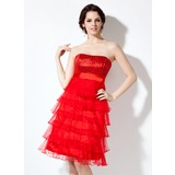 Empire Sweetheart Knee-Length Organza Charmeuse Homecoming Dress With Sequins (022020762)