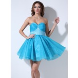 Empire Sweetheart Short/Mini Organza Satin Homecoming Dress With Ruffle Beading Sequins (022020926)