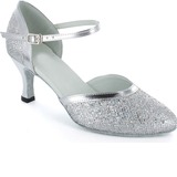 Sparkling Glitter Heels Pumps Modern Ballroom Dance Shoes With Ankle Strap (053021383)