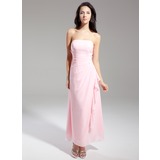 Sheath Strapless Ankle-Length Chiffon Bridesmaid Dress With Ruffle Beading (007014866)
