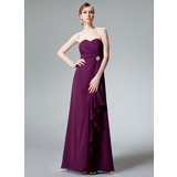 Empire Sweetheart Floor-Length Chiffon Bridesmaid Dress With Ruffle Crystal Brooch (007013959)