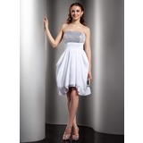 Empire Strapless Asymmetrical Chiffon Sequined Homecoming Dress With Ruffle (022010357)