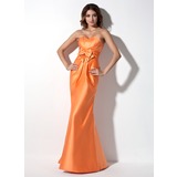 Sheath Sweetheart Floor-Length Satin Bridesmaid Dress With Ruffle (007000929)