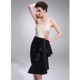 Sheath Strapless Knee-Length Charmeuse Bridesmaid Dress With Ruffle (016021263)