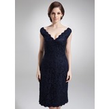 Gaine Hors épaule Mi-longues Charmeuse Dentelle Robe de Mère de Mariée (008005700)
