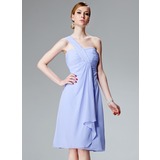 Empire One-Shoulder Knee-Length Chiffon Bridesmaid Dress With Ruffle (007004081)